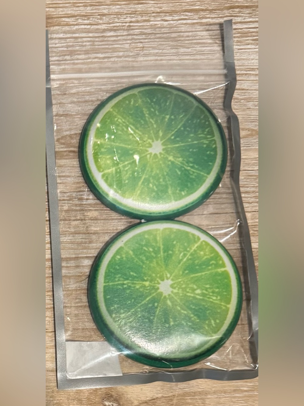 Lime Slice Double Sided Folding Compact Mirror
